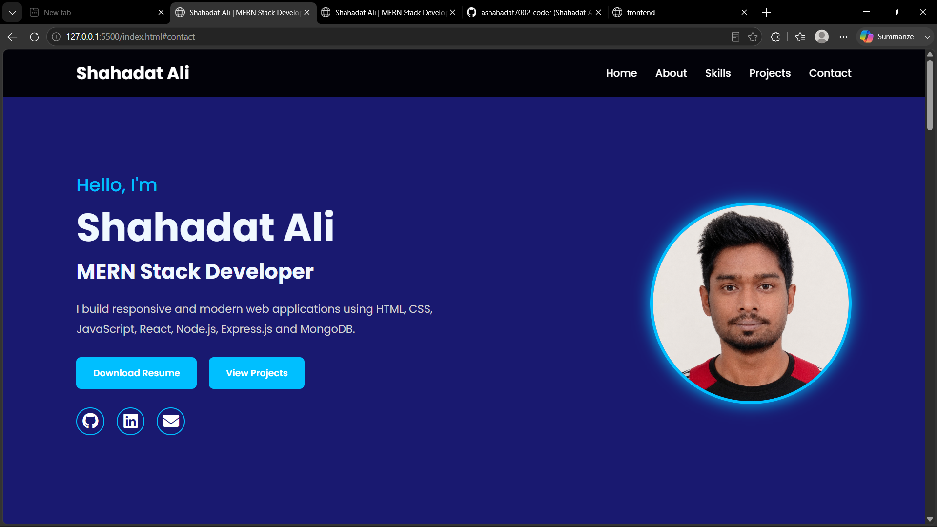 Personal portfolio website preview