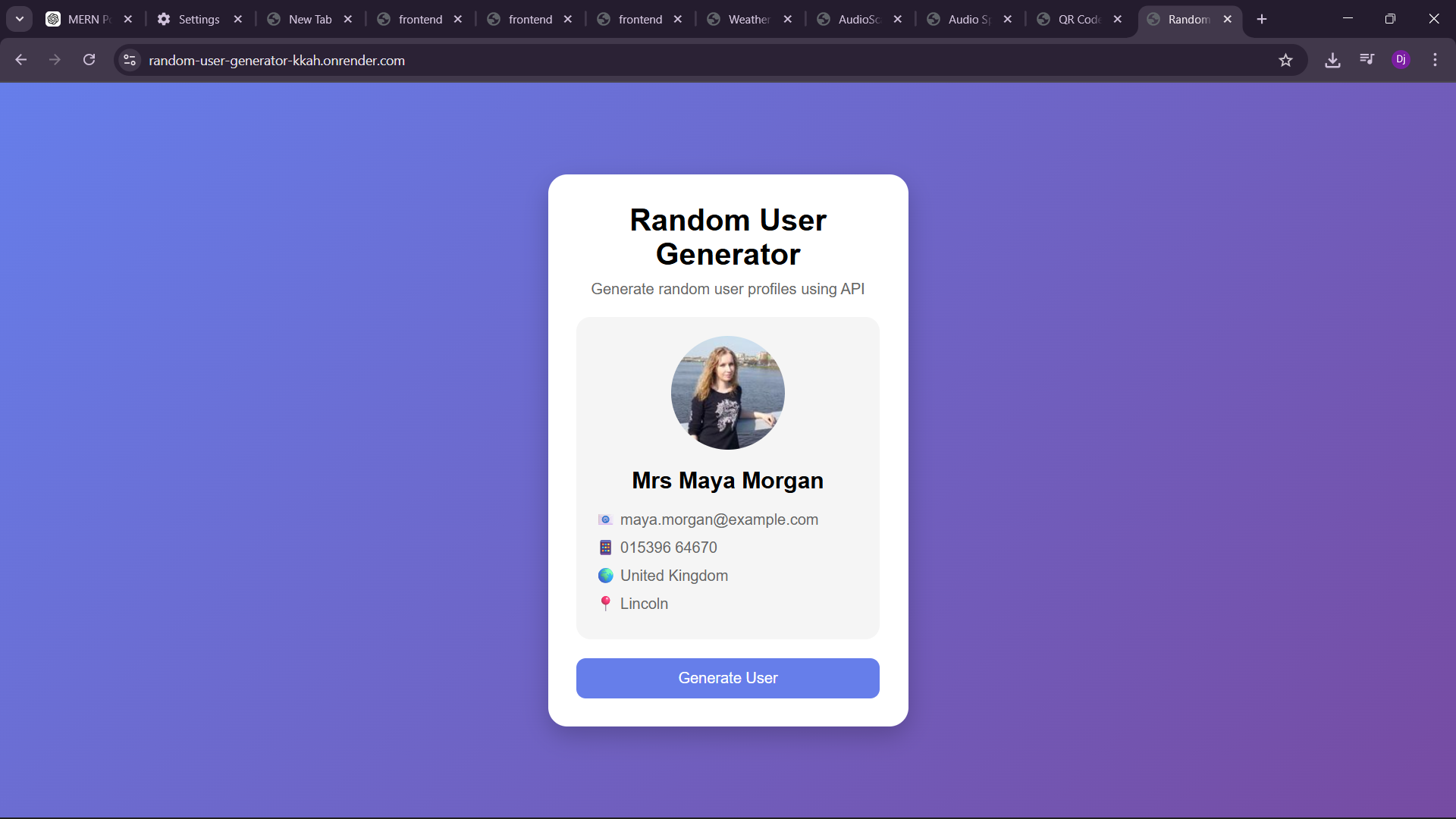 Random User Generator preview