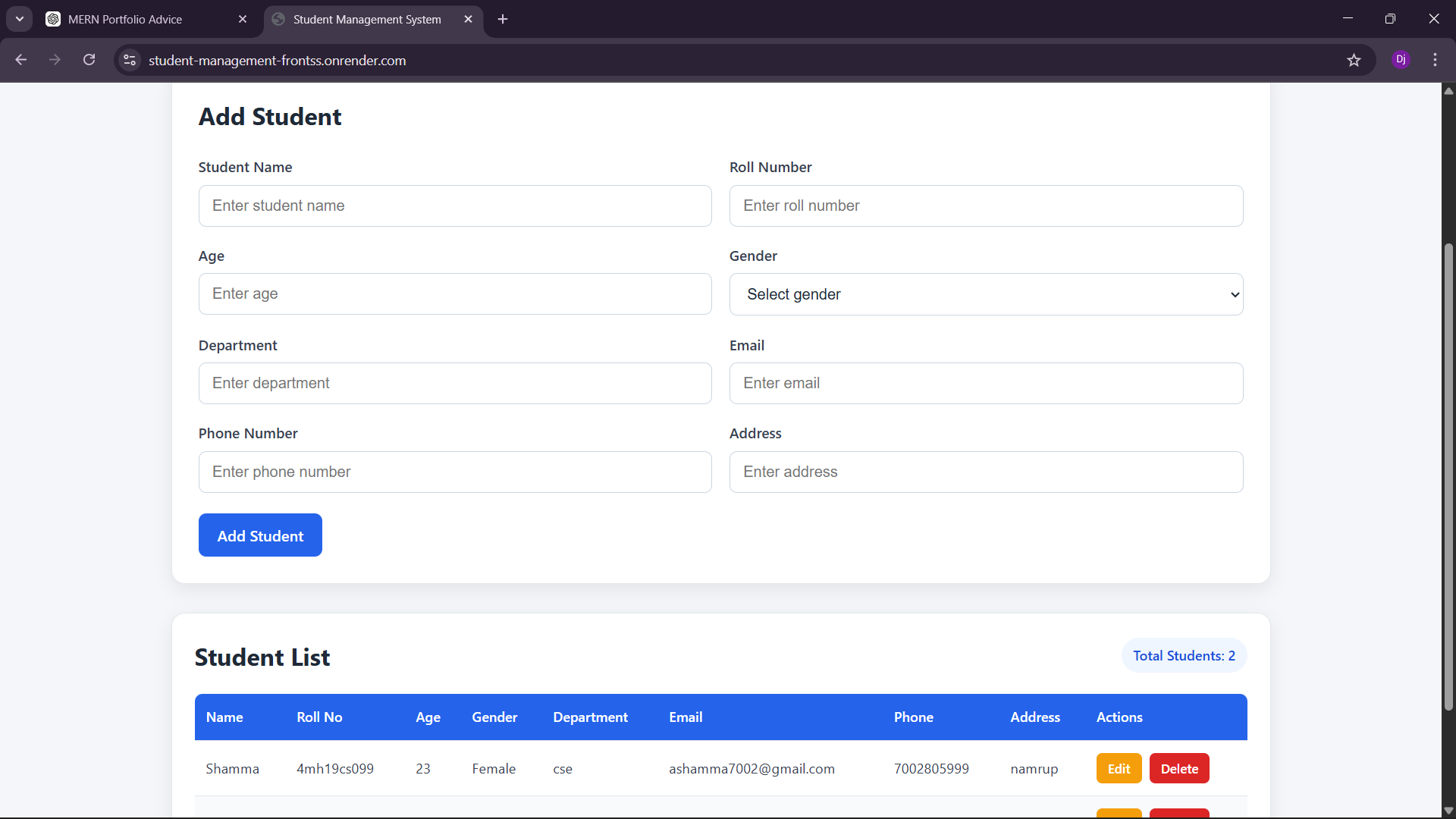 Student Management System preview