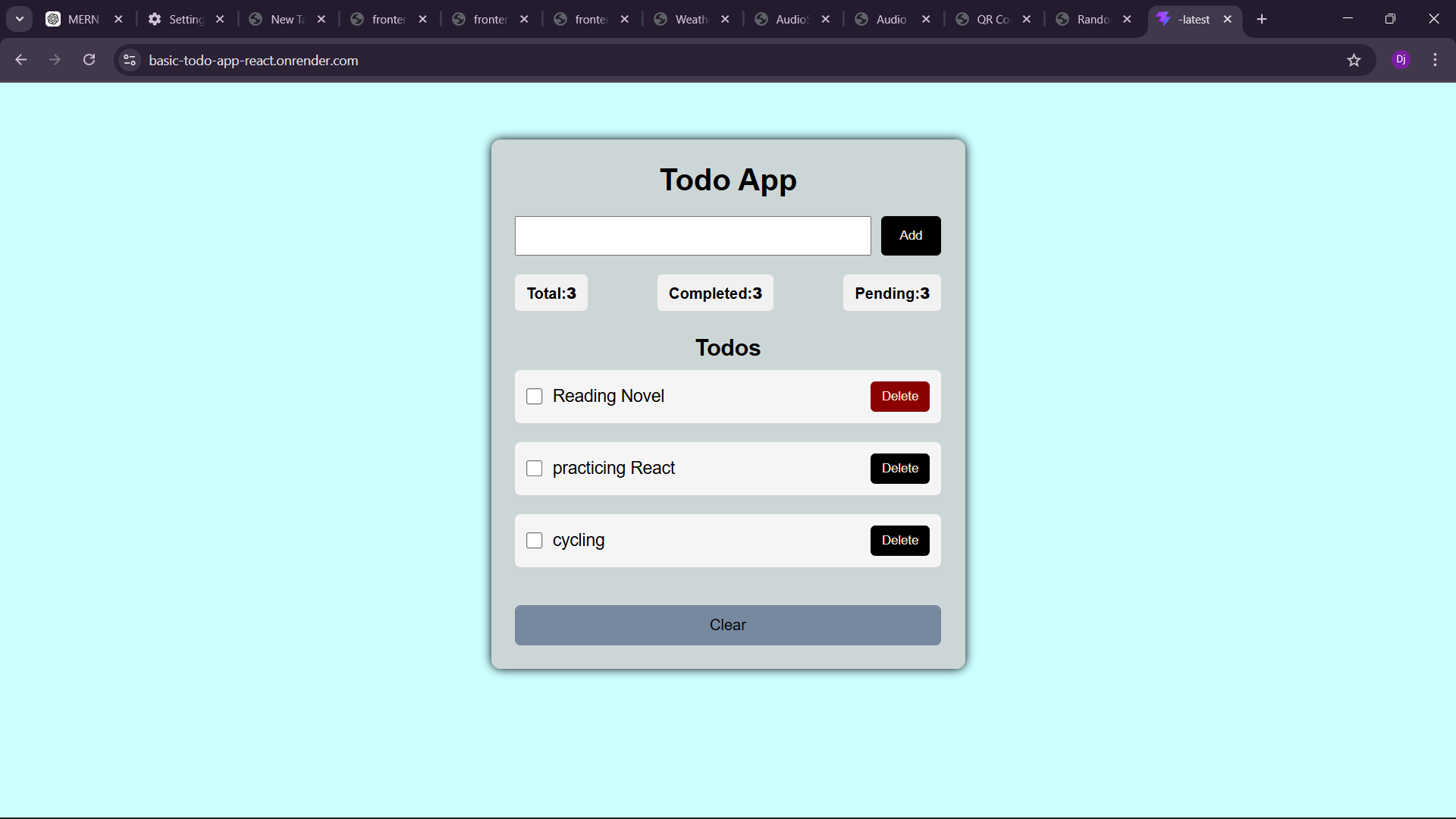 Todo application preview